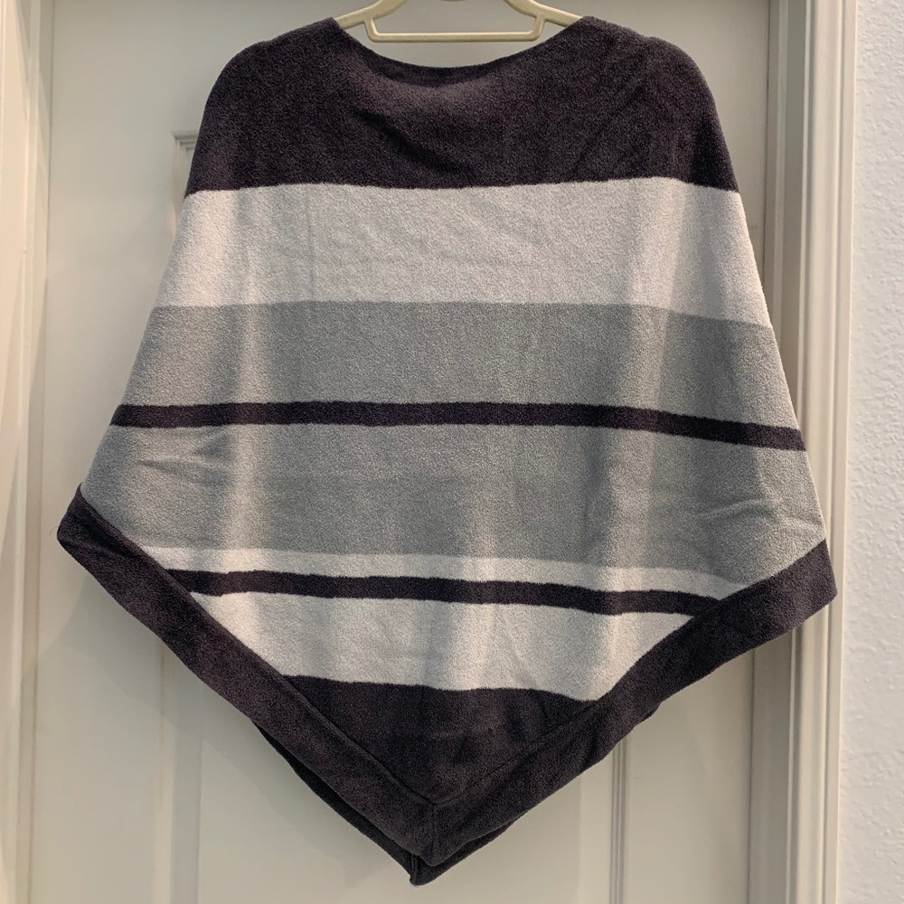 Barefoot Dreams Gray Striped Cozychic Ultra Lite One Size Ocean Breeze Poncho